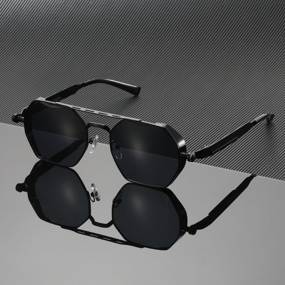 Summer style UV400 sunglasses: modern gradient lenses, elegant gold frames for unisex wear.