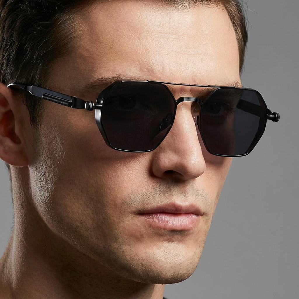 Fashion accessory: unisex gradient lens sunglasses with chic gold frames. UV400 for sunny days.
