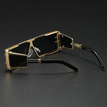 Lightweight unisex fashion eyewear, modern metal sunglasses, offering full UV400 protection & style.