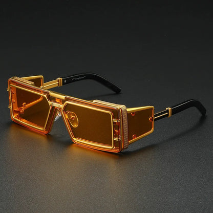 Contemporary unisex metal frame sunglasses, full UV400 protection for stylish and comfortable vision.