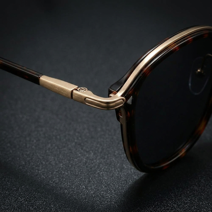 Copper Tortoise Unisex Modern Round UV400 Sunglasses. Fashionable anti-glare eyewear.