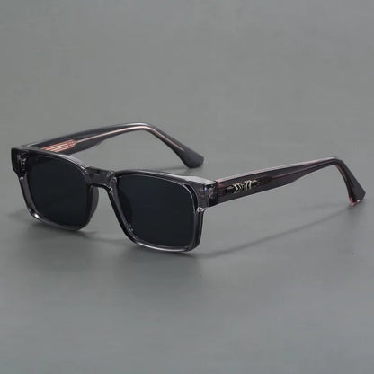 Classic black square sunglasses, unisex, dark lenses & full UV protection. Essential eye protection.