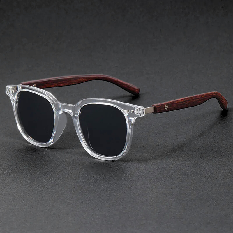 Unisex modern sunglasses with a stylish acetate & wood frame, offering UV protection.