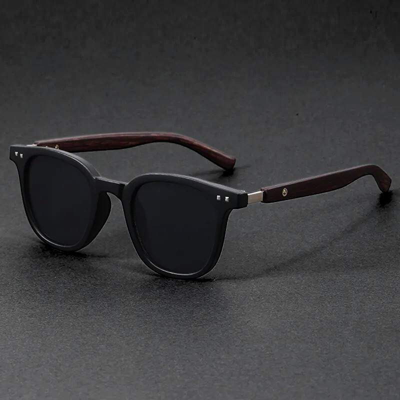 Contemporary unisex eyewear; modern acetate & wood frame sunglasses, scratch resistant, lightweight.