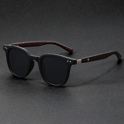 Contemporary unisex eyewear; modern acetate & wood frame sunglasses, scratch resistant, lightweight.