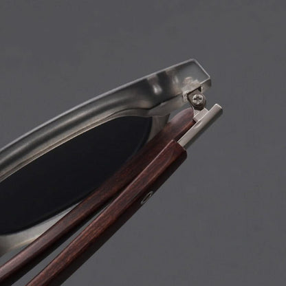 Unisex sunglasses: Acetate & wood frame, modern style, UV protection, and lightweight design.