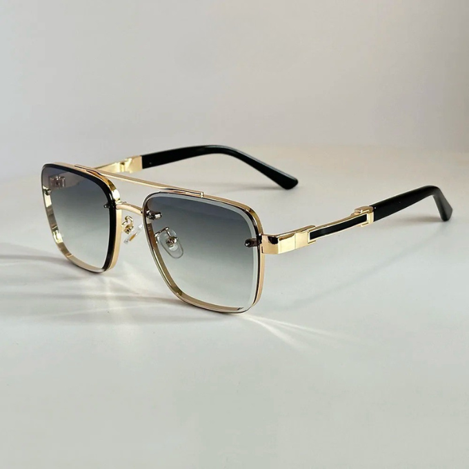 Trendy unisex gradient shades, Monaco design with UV protection, classic square metal frame.