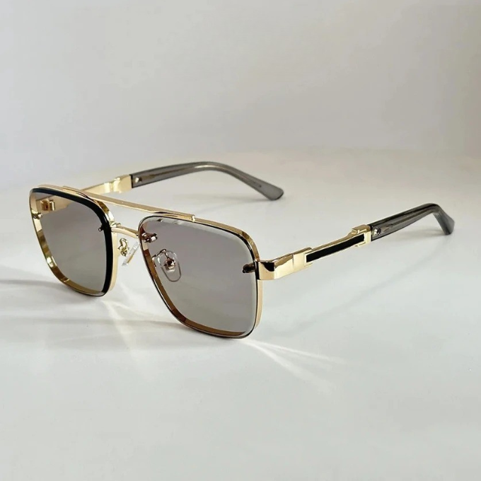 Stylish square metal frame sunglasses, Monaco gradient lenses, essential unisex eyewear fashion.