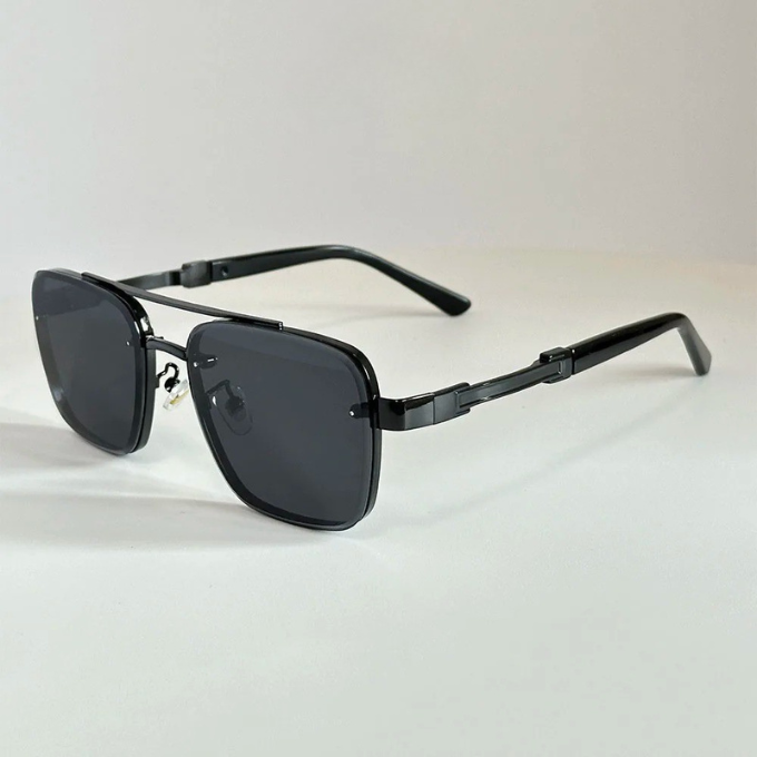 Fashionable retro square metal frame sunglasses with gradient lenses, Monaco unisex design.