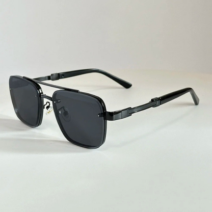 Fashionable retro square metal frame sunglasses with gradient lenses, Monaco unisex design.