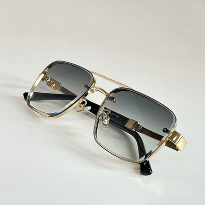 Sleek metal frame gradient sunglasses, unisex square fashion eyewear, Monaco collection.