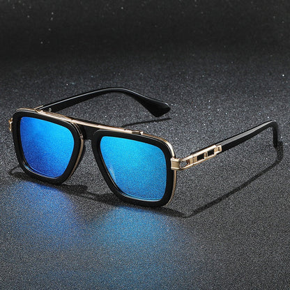 Unisex Monarc Square Sunglasses with reflective UV400 lenses and sturdy metal frame for impact protection & style.
