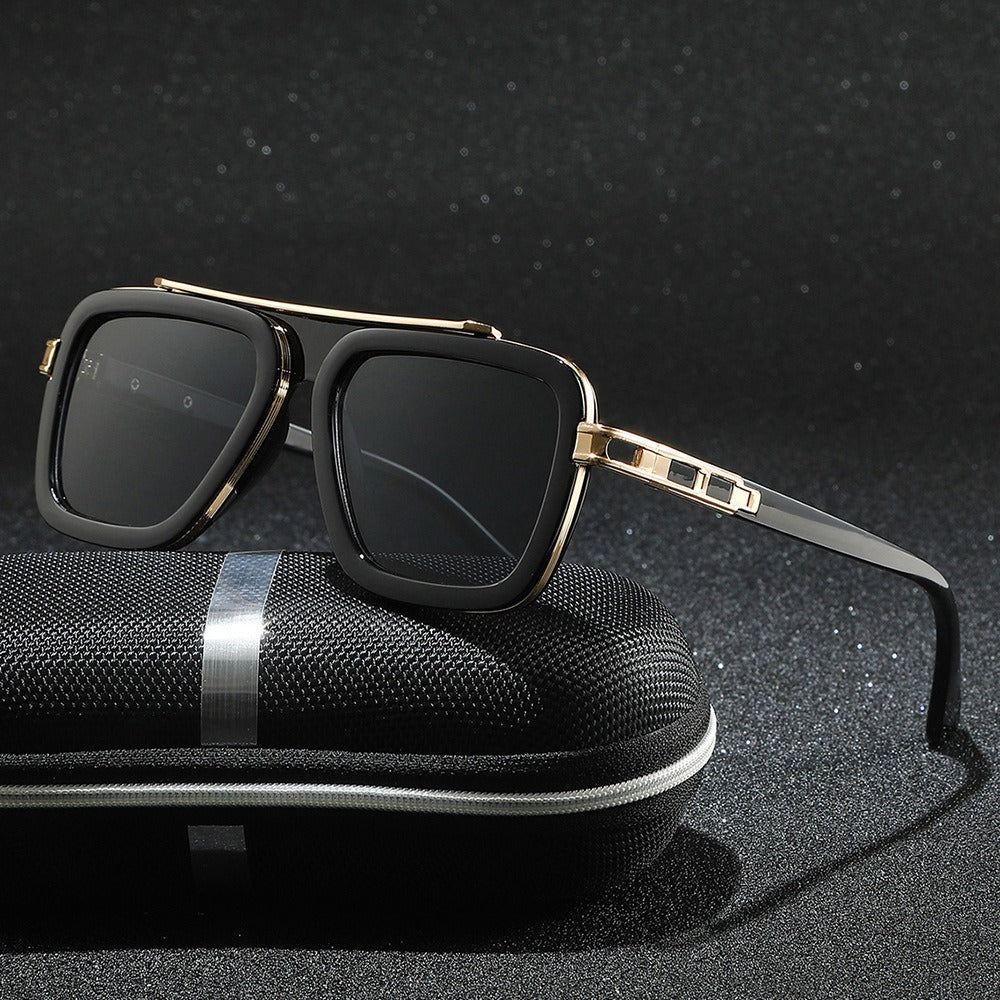 Fashionable unisex Monarc Square Sunglasses, chic eyewear with reflective lenses, perfect for any style.