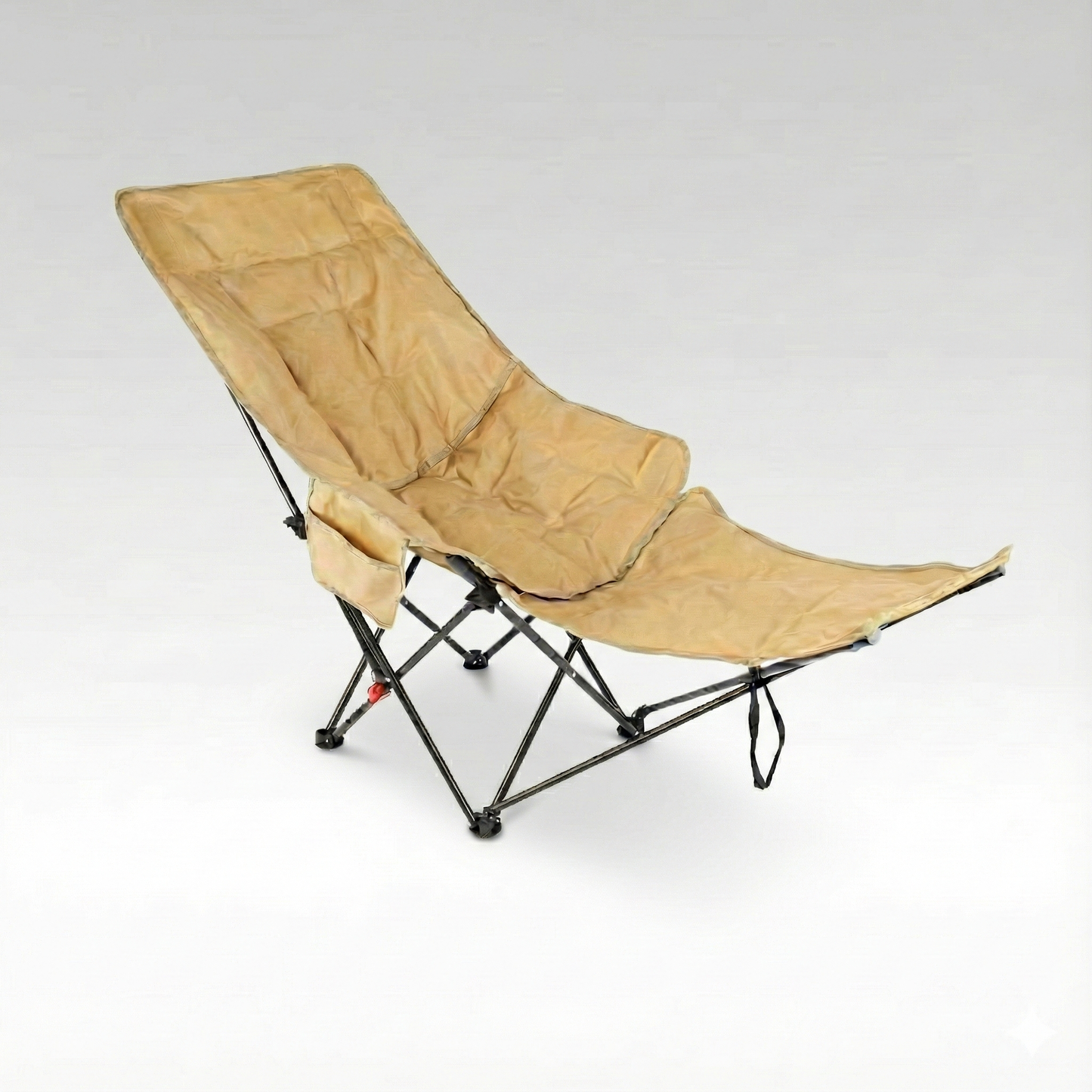 Unisex moon chair, reclining, with adjustable leg rest for ultimate outdoor comfort and relaxation.