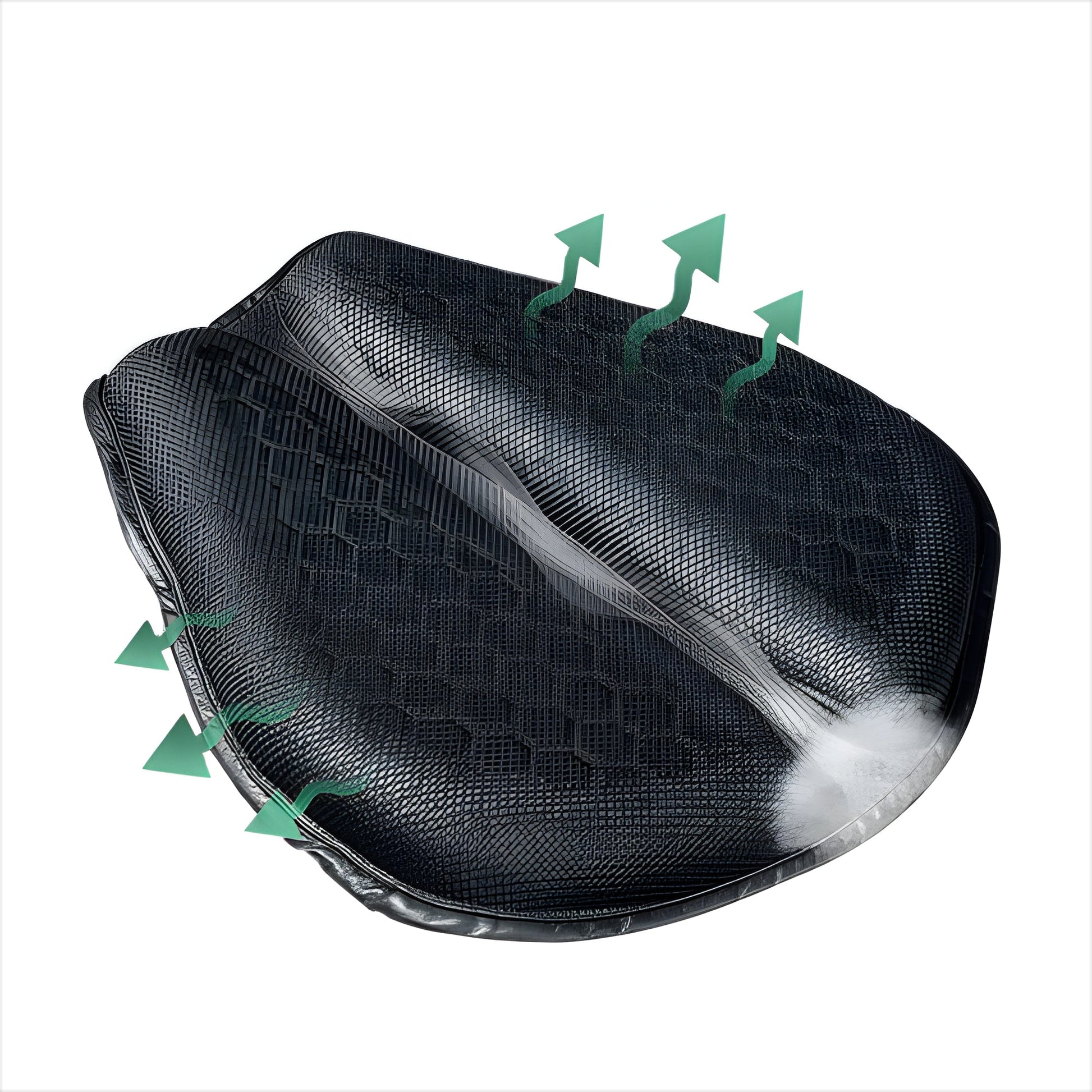Close-up of the breathable gel seat pad, showing shock-absorbing gel for enhanced motorcycle riding comfort.