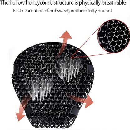 Durable motorcycle gel seat pad, a breathable cushion accessory for universal fit & enhanced long-ride comfort.