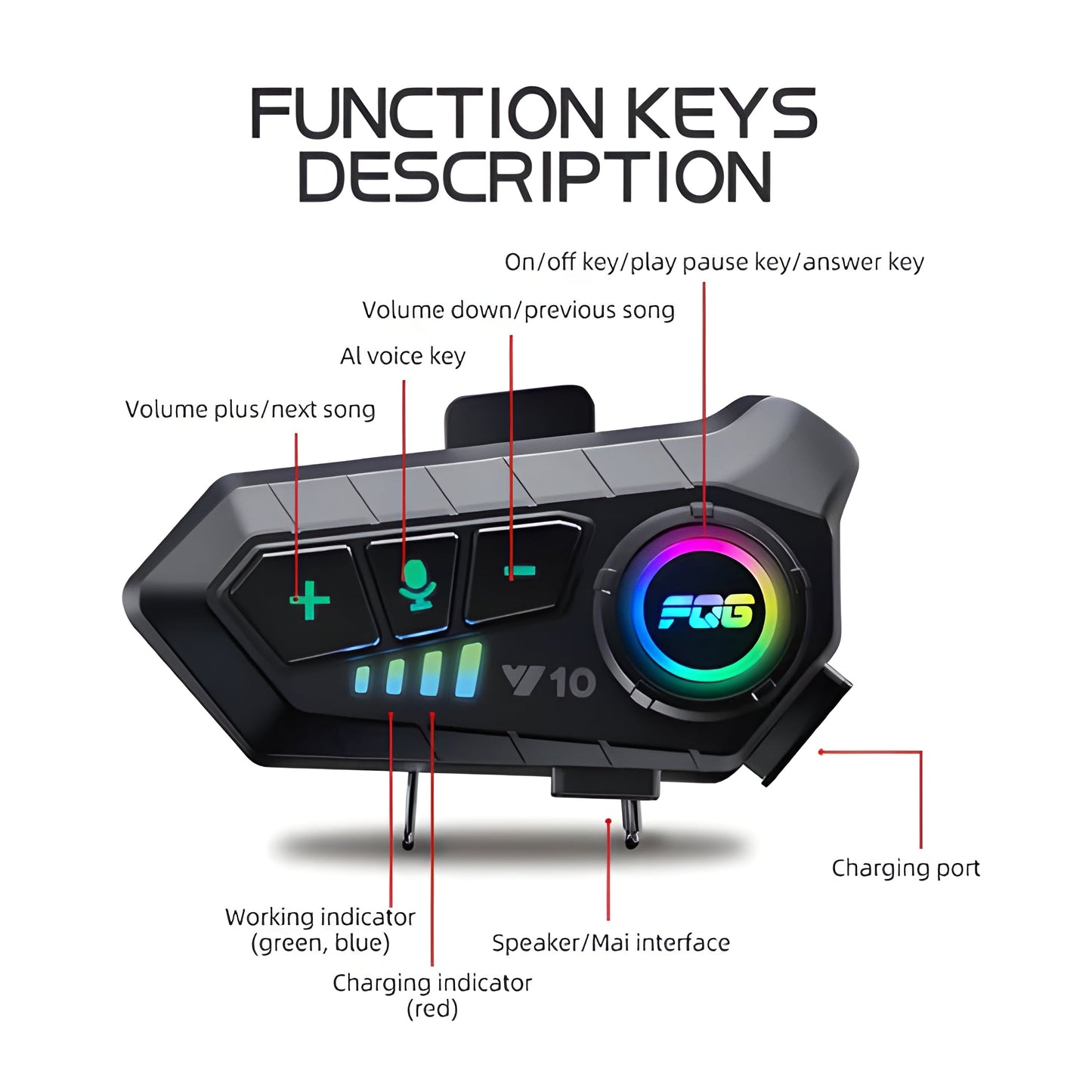 Waterproof motorcycle helmet Bluetooth headset with long battery life for reliable rider communication.