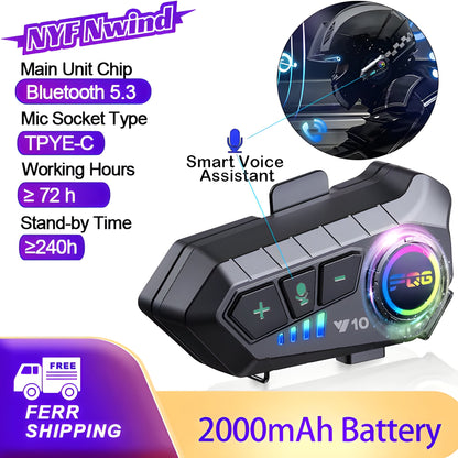 Universal motorcycle helmet Bluetooth intercom system with crystal-clear audio for rider-to-rider communication.