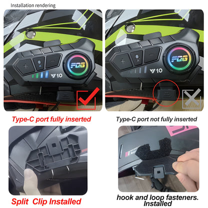 Advanced Bluetooth 5.3 motorcycle headset for helmet, featuring voice control, GPS audio & group intercom.