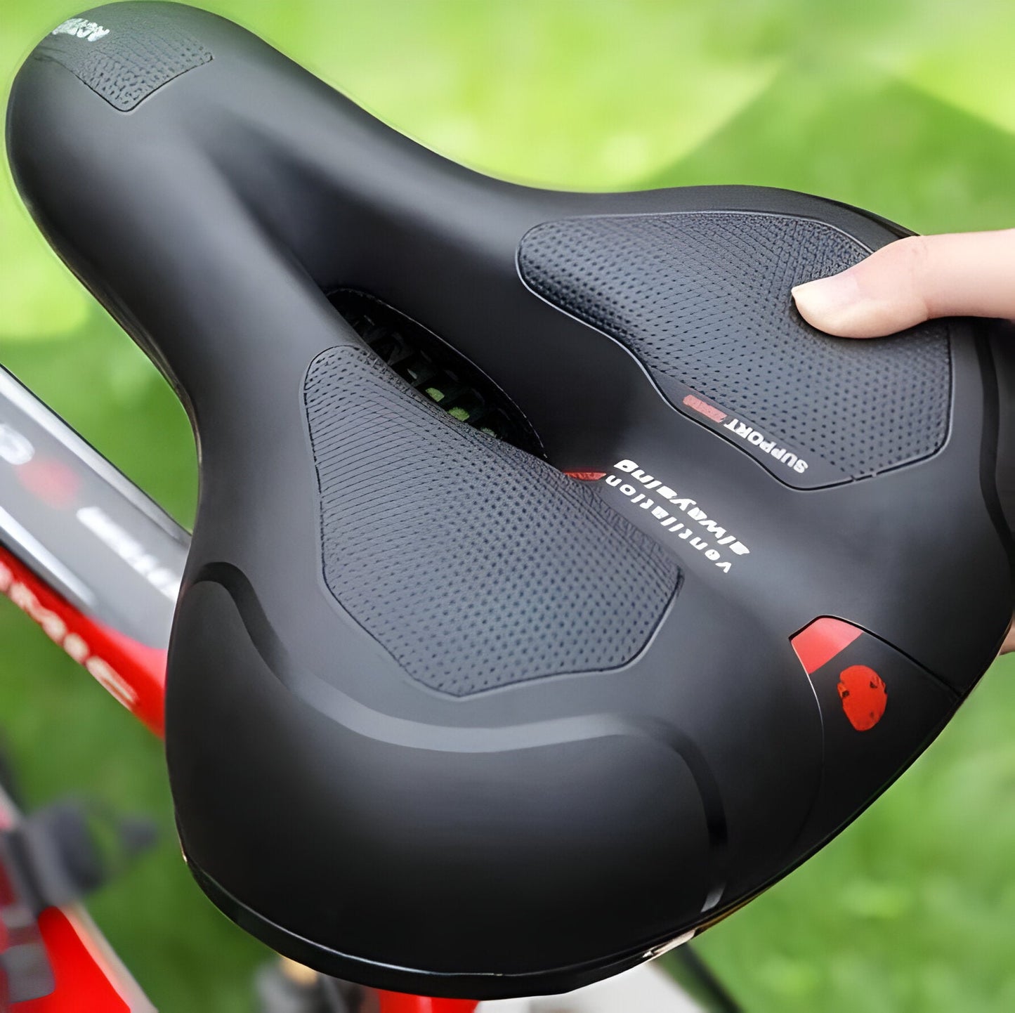 Unisex mountain bike saddle with Cloud Comfort shock absorbing design for ultimate cycling comfort on rugged trails.