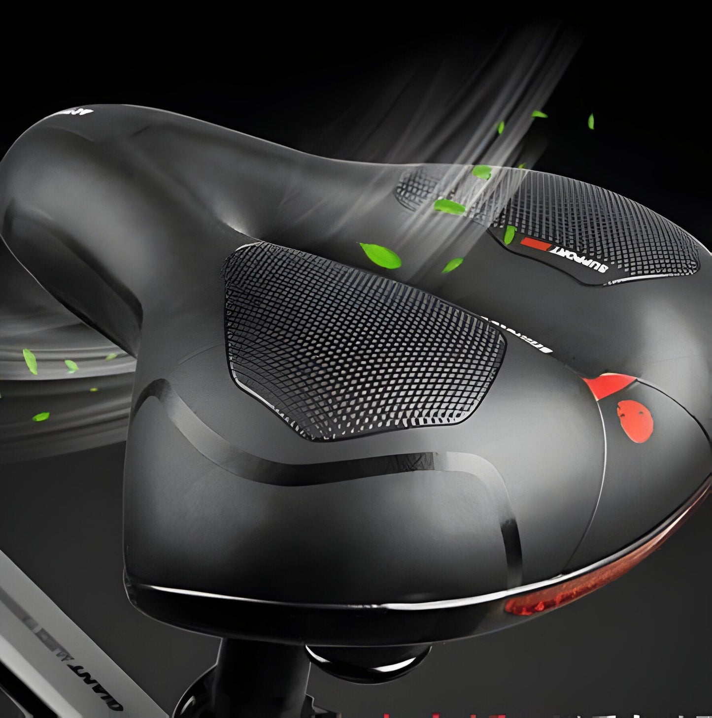 Reflective unisex mountain bike saddle, Cloud Comfort shock absorbing bicycle seat for enhanced safety & outdoor sport.