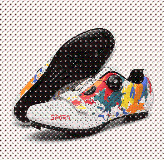 Top-down view of unisex cycling shoes, flat pedal compatible, essential outdoor gear for cyclists