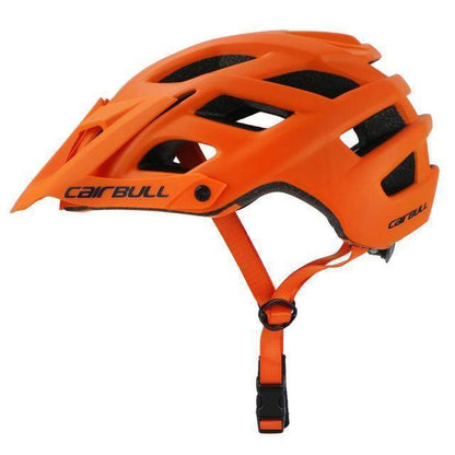Side view of a unisex cycling helmet, showing ventilation and trail design.