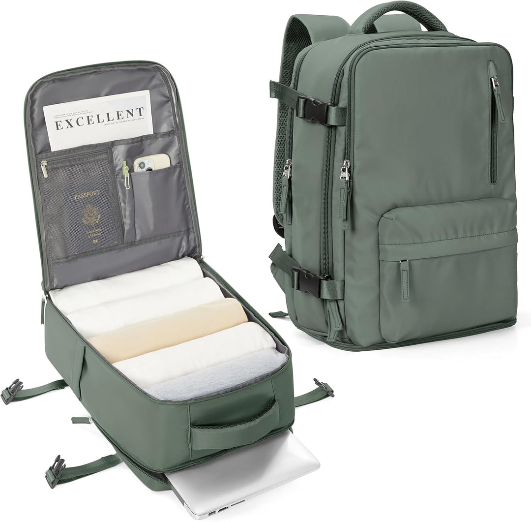 Organized work laptop bag, unisex design, multiple compartments & adjustable shoulder strap for devices.