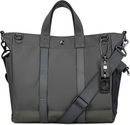 Unisex multi-compartment laptop tote bag with adjustable strap for daily commute & travel.