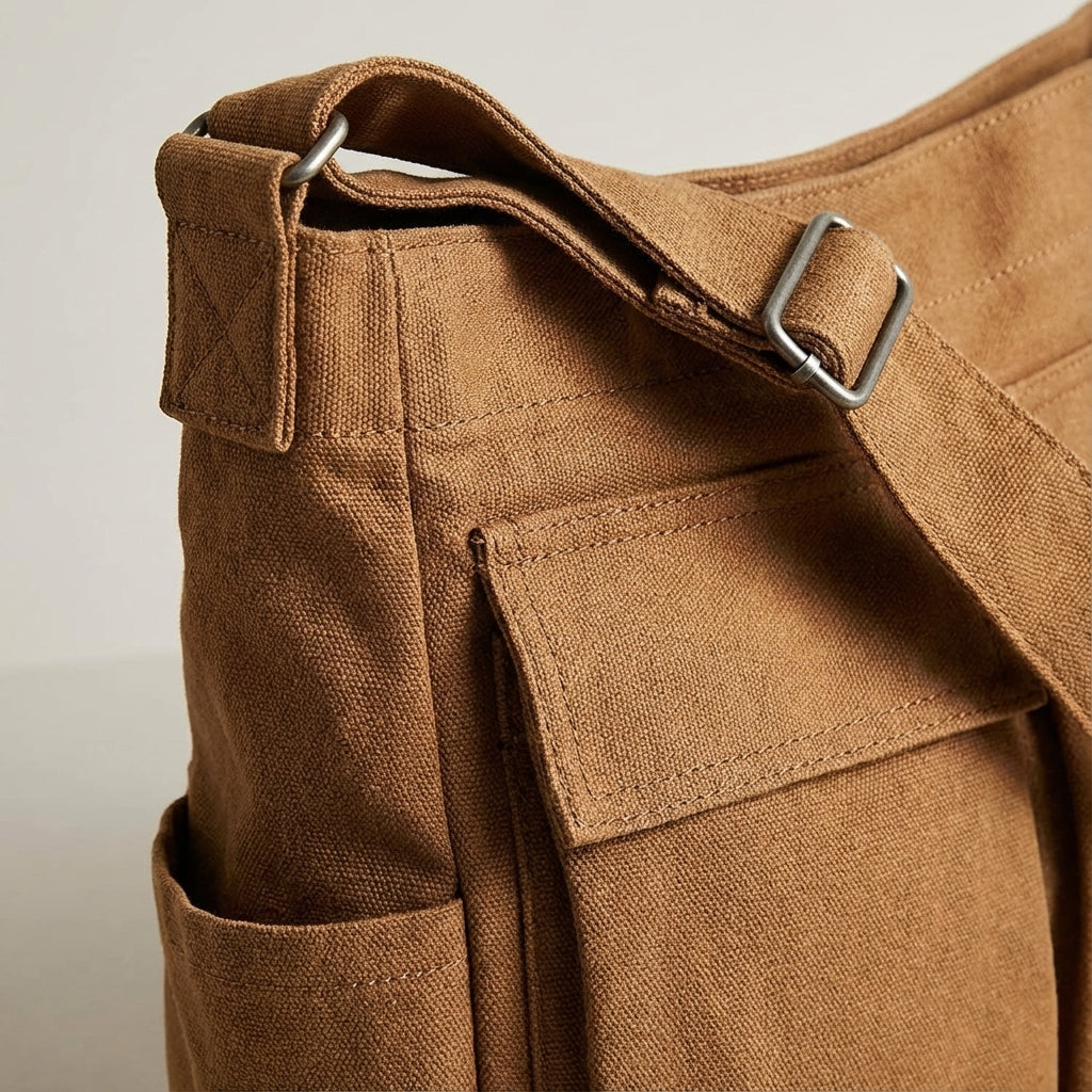 Durable, lightweight canvas unisex organizer bag with multiple pockets. Great for travel & daily use.