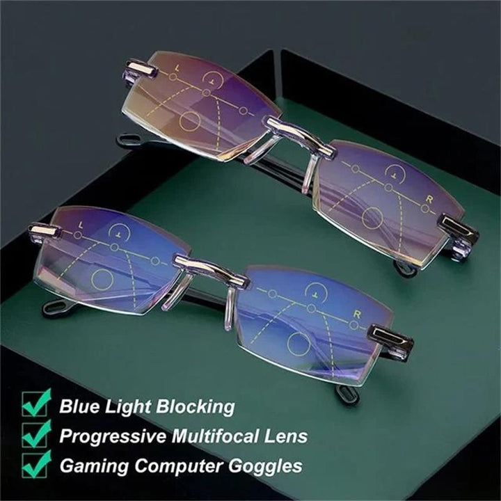 Unisex multifocal blue light reading glasses for clear vision & digital eye strain protection.