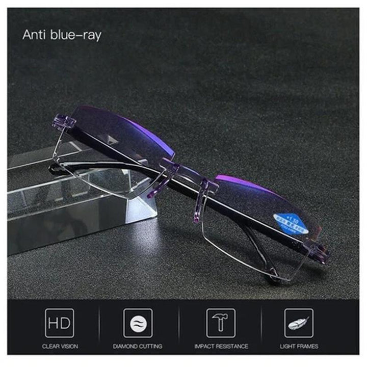 Unisex multifocal blue light reading glasses, ideal for computer use & reducing digital eye strain.