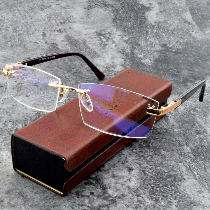 Unisex multifocal reading glasses with anti-blue light protection, ideal for clear vision and eye comfort.