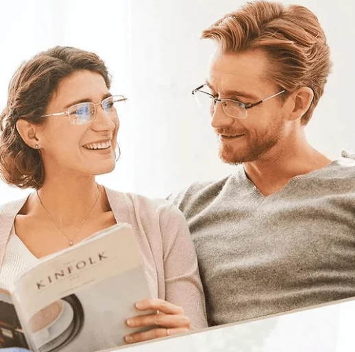 Sleek TR90 frame multifocal anti-blue light reading glasses on a clean background, highlighting design.