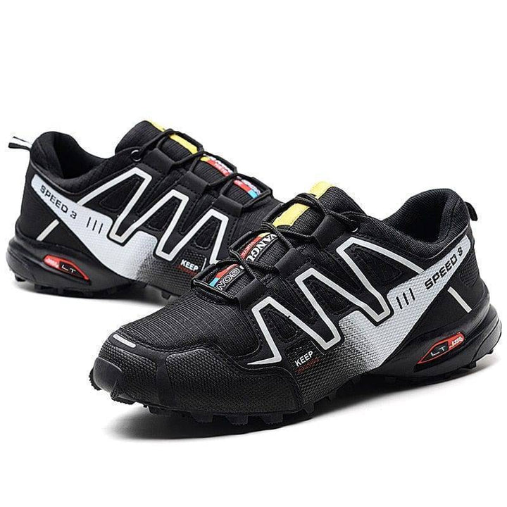 Lace-up unisex trail shoes, offering support and breathability for hiking & cycling escapades.