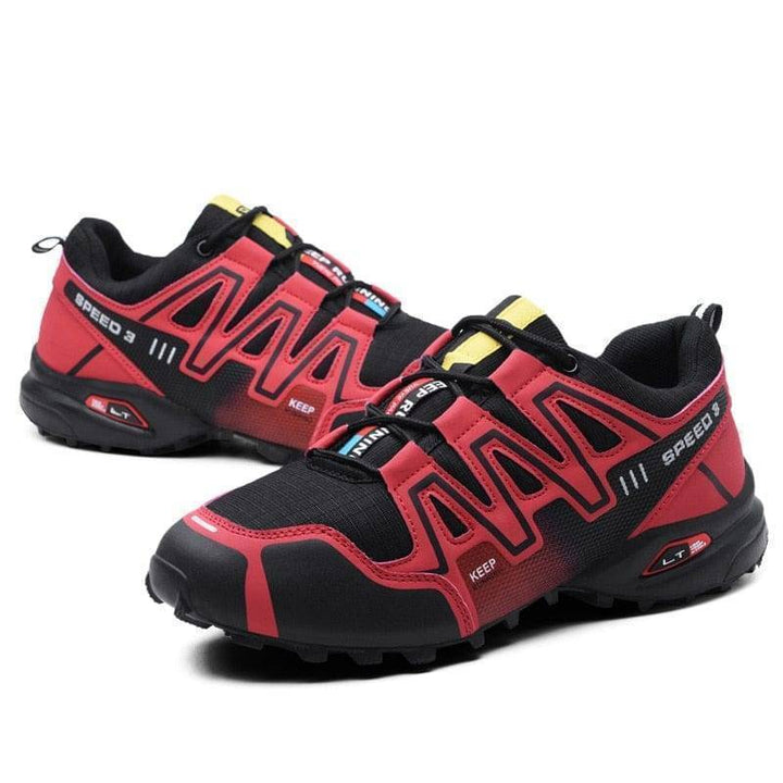 Black and gray unisex outdoor shoes, perfect for hiking trails and casual cycling rides.