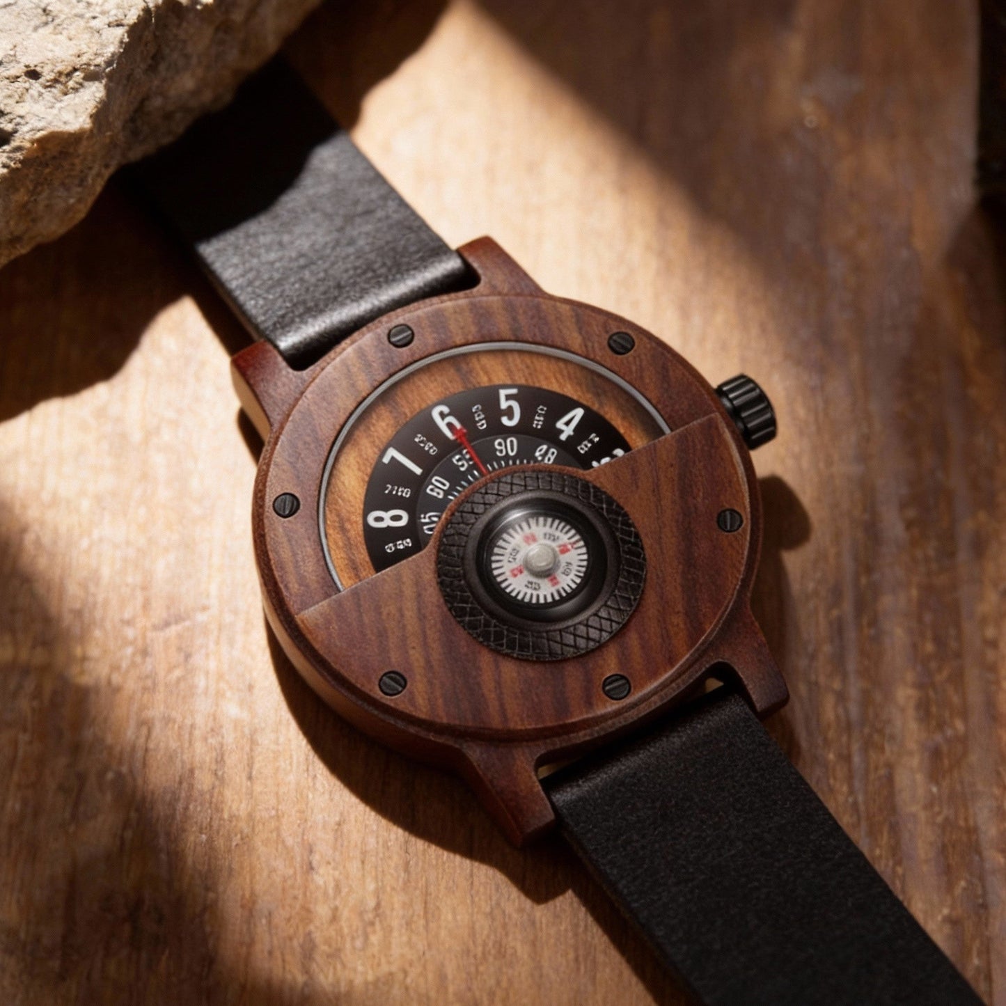 Stylish unisex wood watch, perfect for outdoor activities or casual eco-friendly fashion.