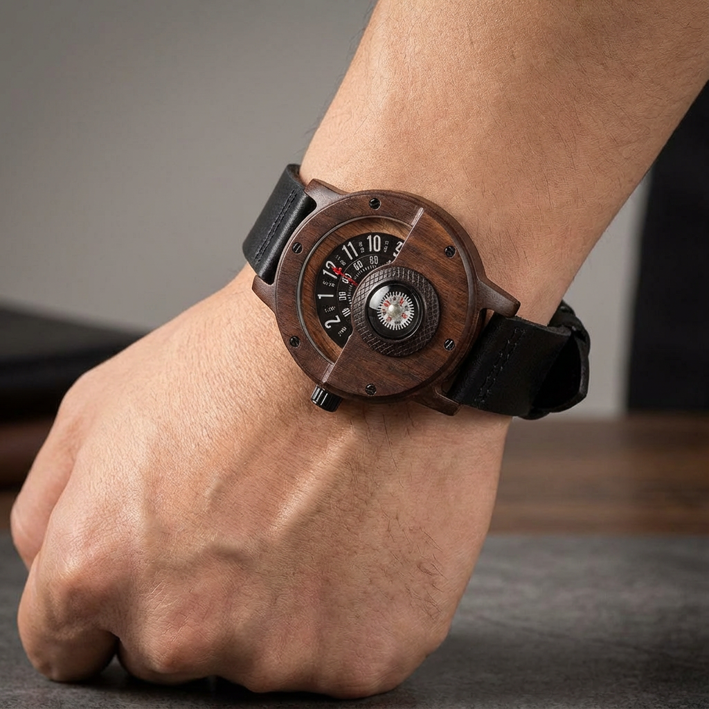 Unisex natural wood quartz watch, very lightweight & comfortable for all-day wear.