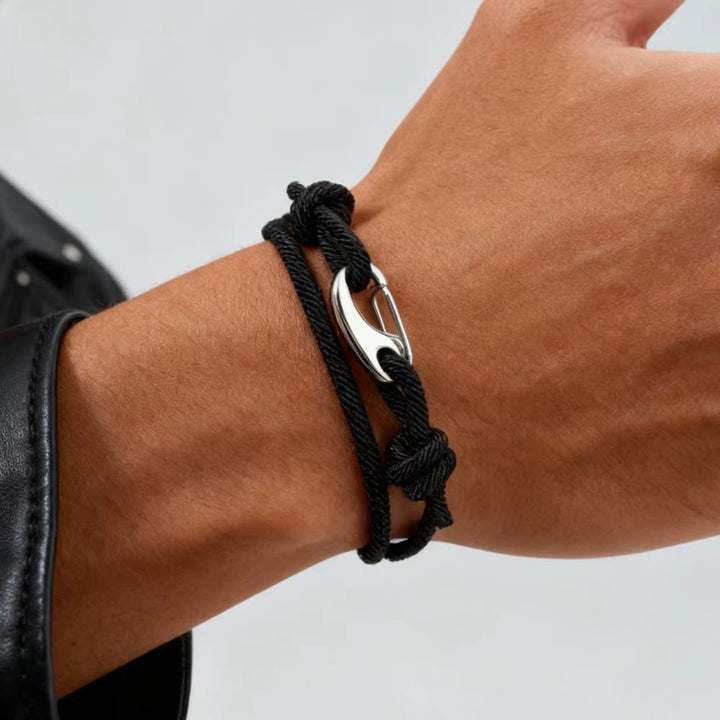 Comfortable adjustable unisex rope bracelet with a sturdy hook. Nautical theme, waterproof, and great for daily wear.