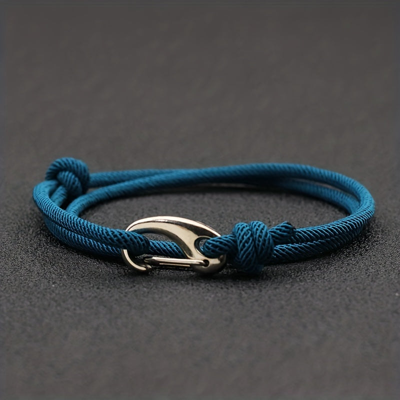 Modern rope bracelet with an anchor-style hook clasp. Unisex, waterproof, & adjustable for comfort and style.