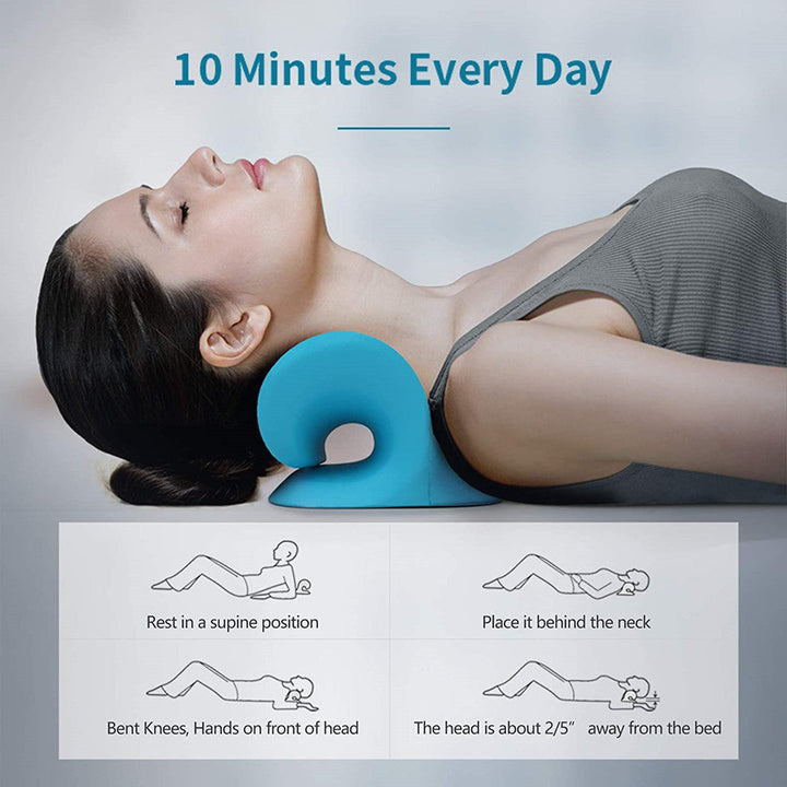 Cervical traction massage pillow for tension and pain relief.