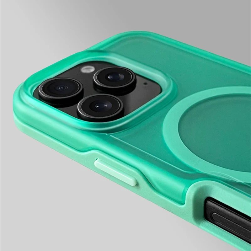 Unisex Neon iPhone case offering shockproof, scratch, dust protection. Magnetic charging compatible, non-slip phone cover.