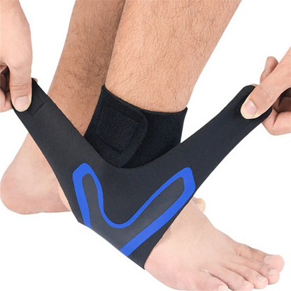 Adjustable ankle support sleeve for sprain recovery, pain relief & athletic injury prevention.