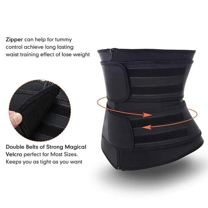 Unisex fitness waist trainer for intense workouts, promoting sweat and aiding weight loss with core support.