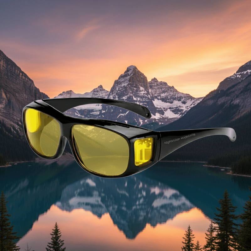 Unisex night vision driving glasses with anti-glare HD lenses for enhanced visibility & safe driving.