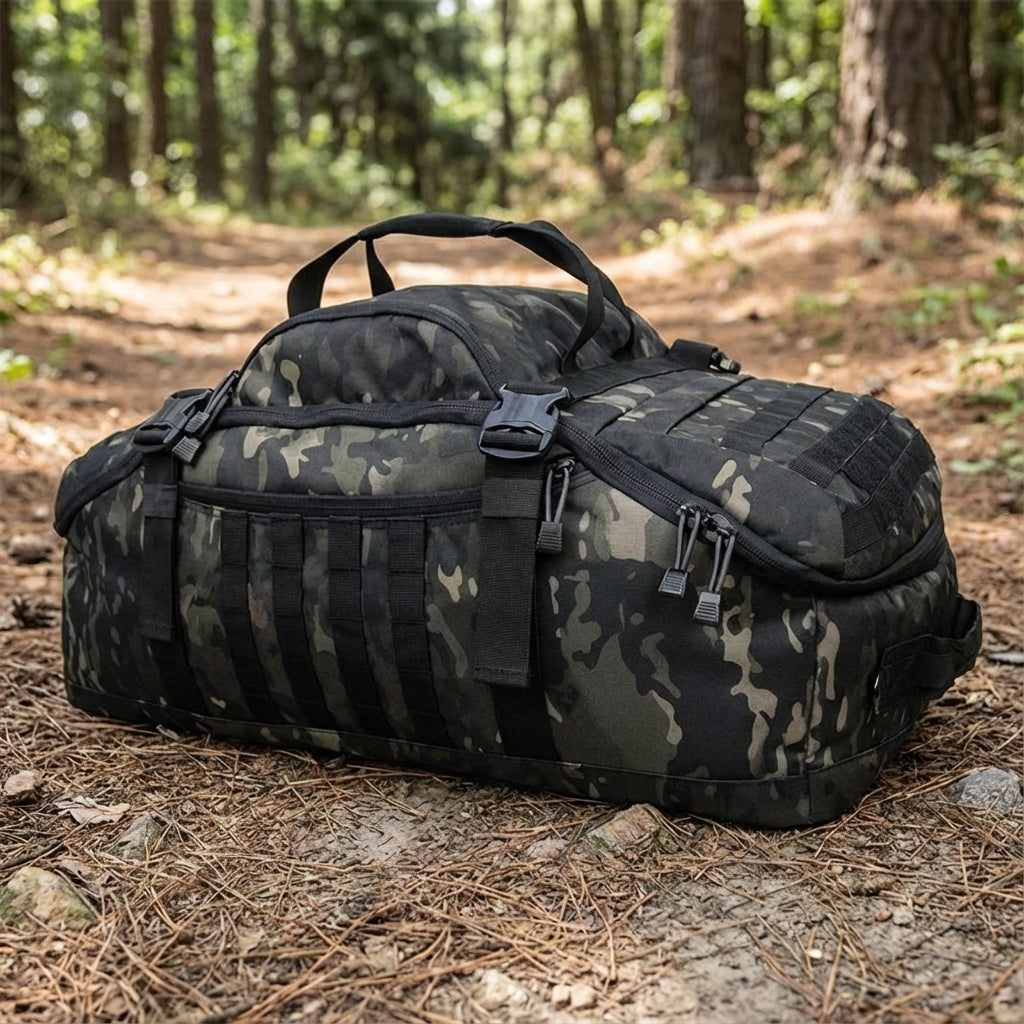 Unisex Nomadridge versatile travel duffel bag, converting to a backpack, shoulder bag & tote. Perfect for adventure.
