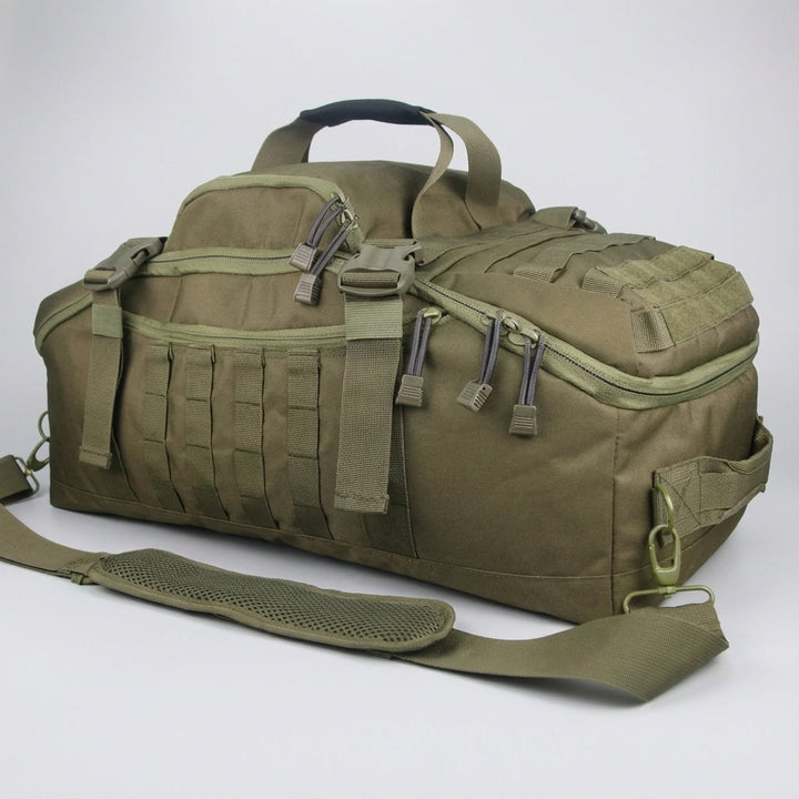 Nomadridge black versatile travel bag, designed for durability and multiple carry options for any explorer.