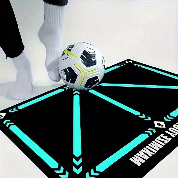 Compact & portable non-slip soccer training mat for home fitness, ideal for honing individual football technique.