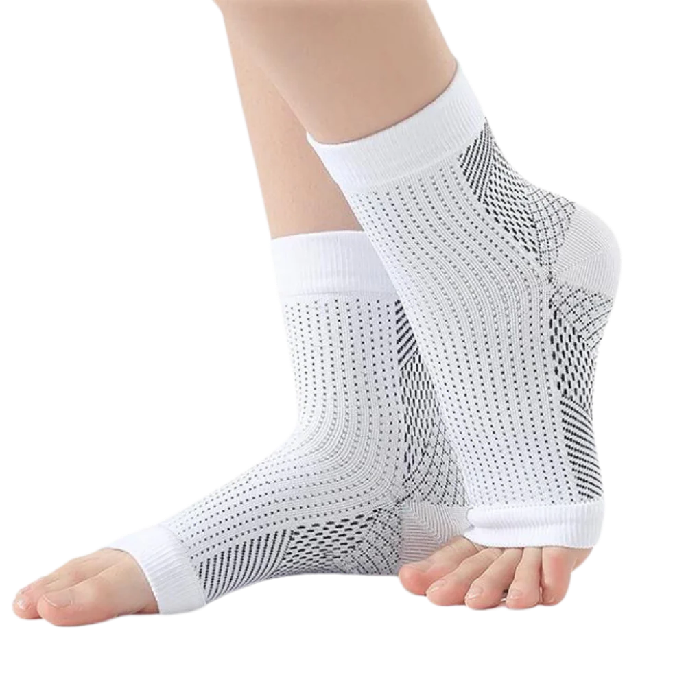 Unisex open-toe compression support socks, ideal for daily comfort, foot support & improved circulation.