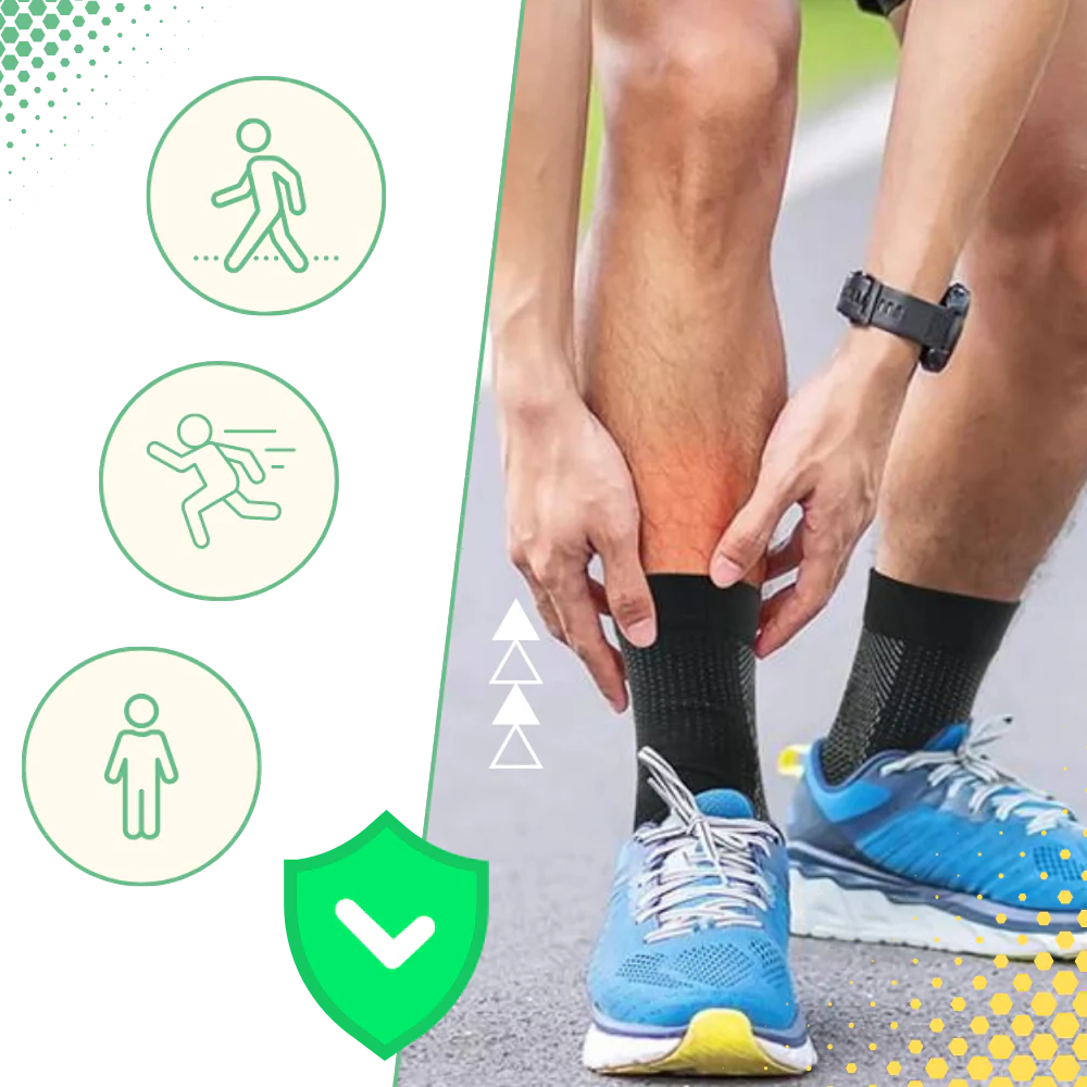 Person wearing white unisex open-toe compression socks for all-day foot support, comfort, and relief from swelling.